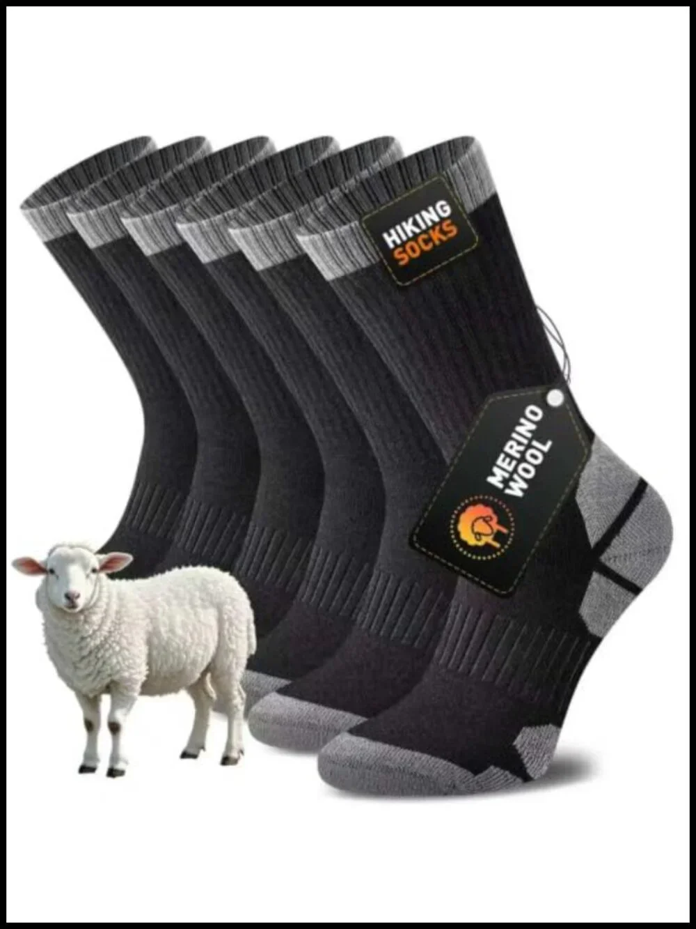 Merino Wool Blend Hiking Crew Socks for Men & Women, Thick Cushioned